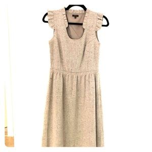 Tocca tweed ruffle sleeve tan dress